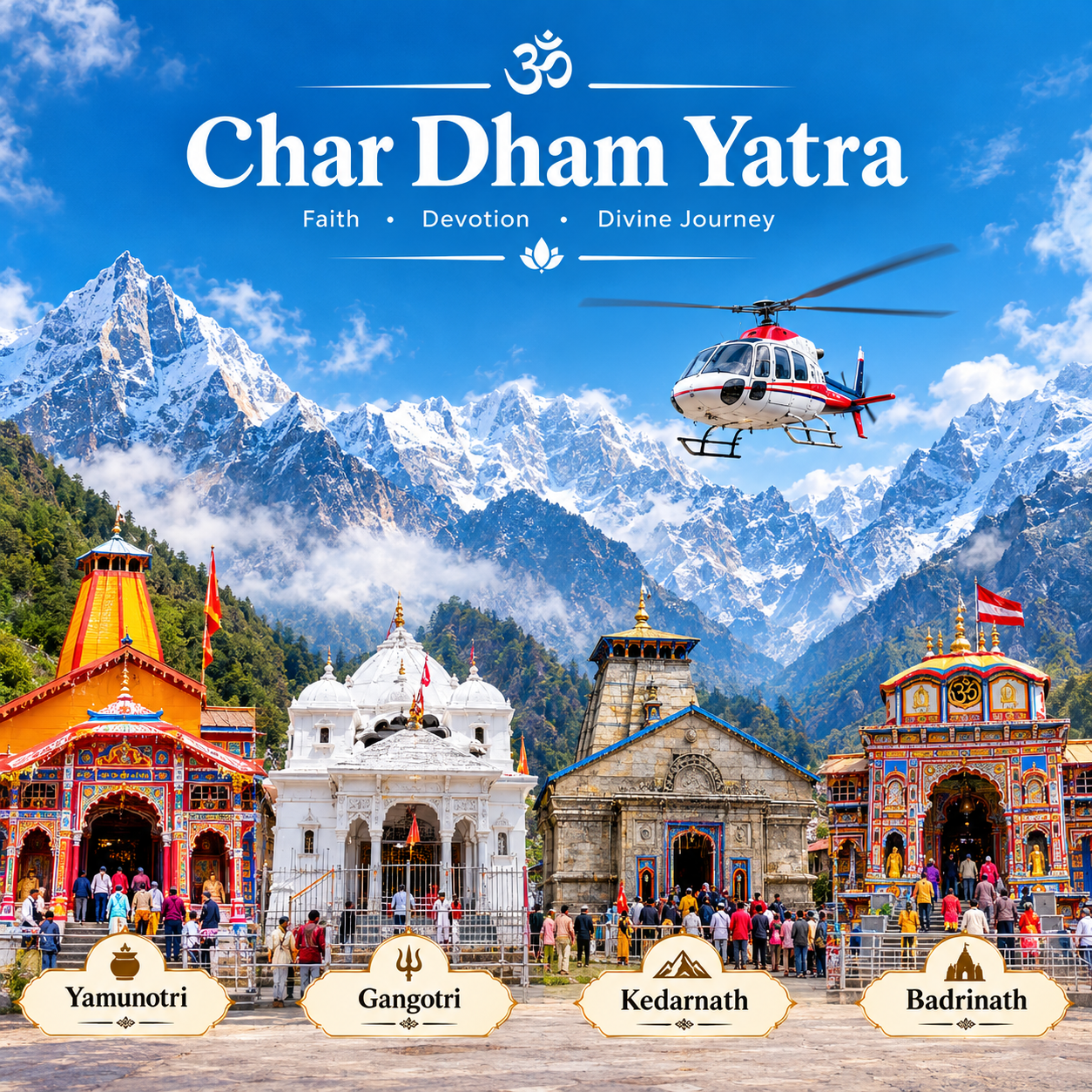 4 Dham By Road With Helicopter